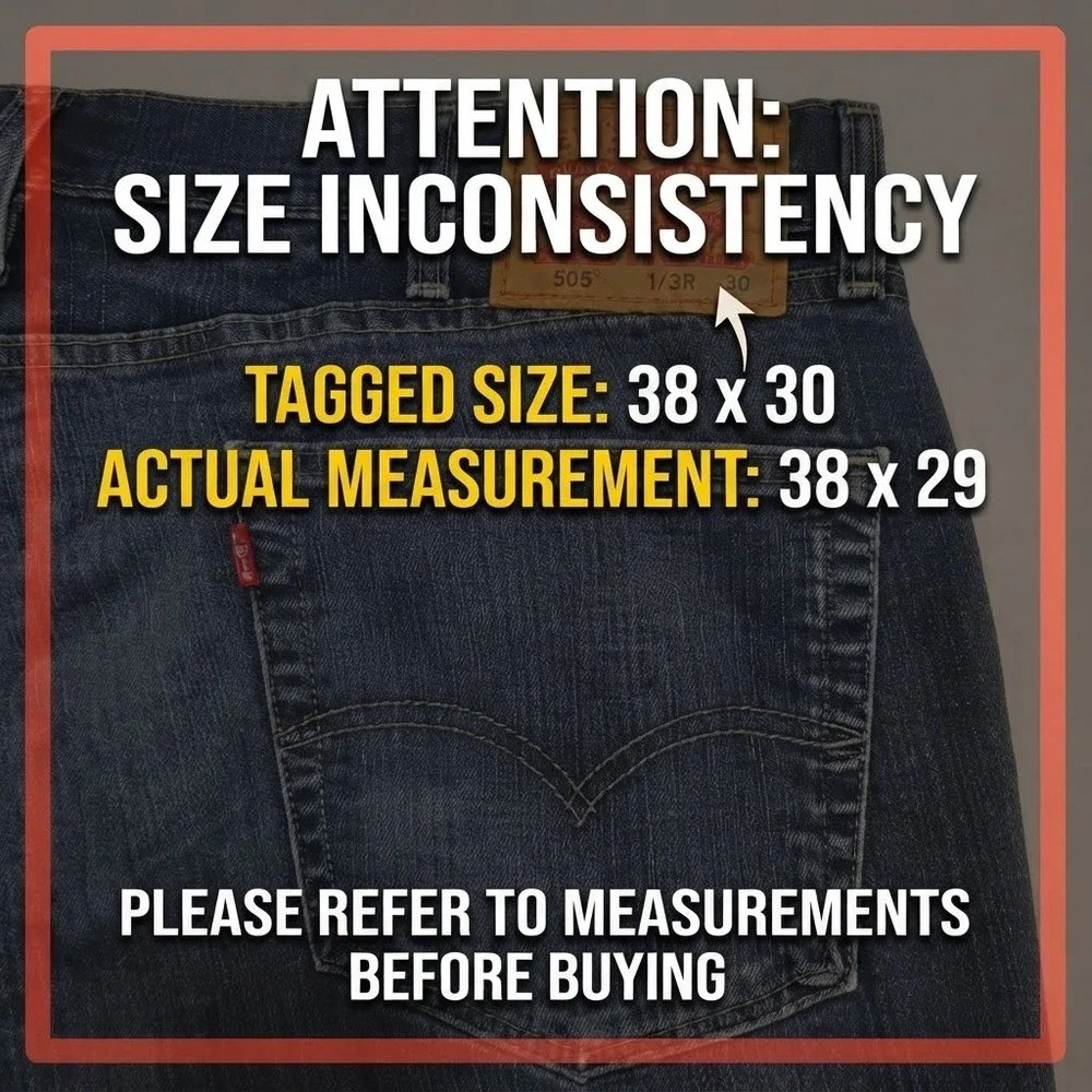 Levis 505 Regular Fit Mens Jeans 38x29 Medium Wash Blue Straight Leg Denim